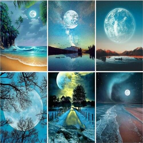 EverShine 5D DIY Diamond Painting Landscape Mosaic Art Set Gift Diamond Embroidery Moon Cross Stitch Pictures Handmade Hobby