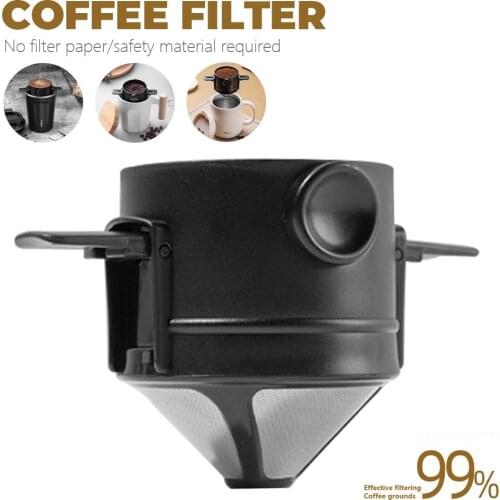 Coffee Filter Portable Stainless Steel Foldable Drip Coffee Tea Holder Easy Clean Reusable Paperless Pour Over Coffee Dripper