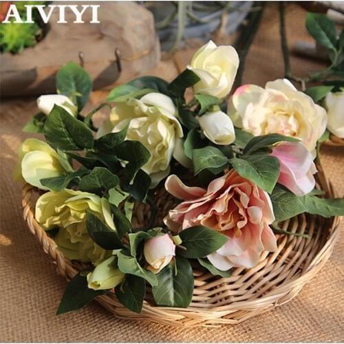 DIY artificial Gardenia flowers home garden party decoration craft simulation flores flowers wedding fake florals 4 colors 47cm