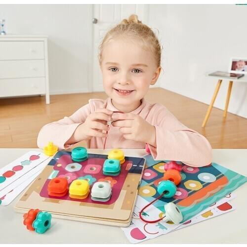 Rainbow Stack Sorting Box Beaded Mosaic Puzzle Shape Cognitive Children Early Learning Educational Toys For Kid Over 3 Years Old