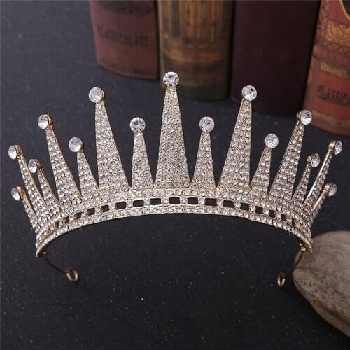 Baroque Tiaras Crown Headband Full Rhinestone Princess Half Diadem Queen Wedding Hair Jewelry Head Ornaments Pageant Prom Bride