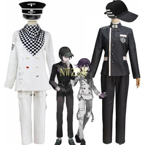 Anime Danganronpa V3 Shuichi Saihara Kokichi Ouma Cosplay Costume School Uniform Wig Hat Suit Outfit Halloween Costume