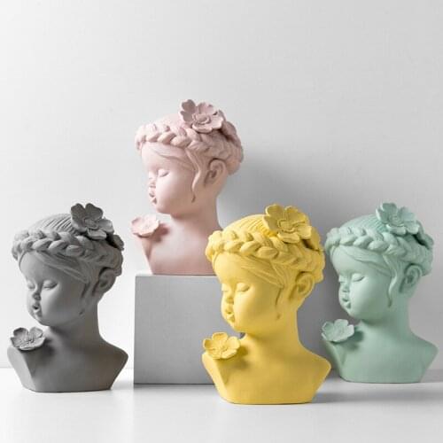 Nordic Style Creative Sculpture Decoration Factory Direct Sales Home Decoration Ceramic Crafts Character Head Decoration