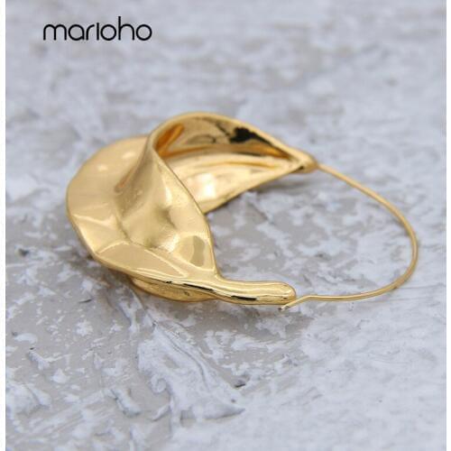 Exaggerated Irregular Leaf Big Hoop Earrings For Women Personality Metal Basket Geometry Earrings Simple Party Punk Bijoux Gifts