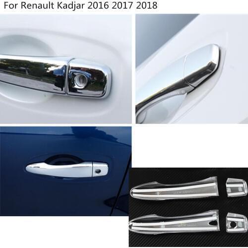 Car Cover Detector Stick Frame Lamp Trim ABS Chrome Door Handle Hoods Armrest 8pcs For Renault Kadjar 2016 2017 2018 2019