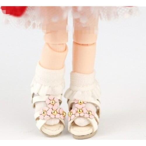 Blythes doll shoes fit in a stylish 1/6 size and OB11 1/12 versatile late-summer floral small floral sandals in multi-color