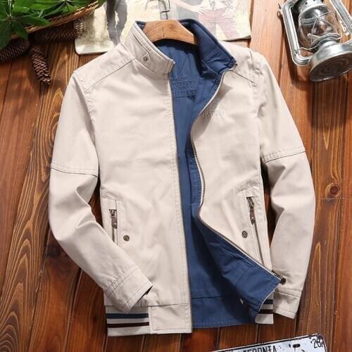 Spring Autumn Military Jacket Men Double Sides Wear Cotton Breathable Mens Clothing Plus Size L-5XL Mens Jackets and Coats