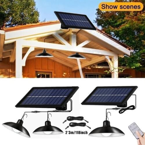 Solar Panel Lamp Outdoor Waterproof Solar Garden Light Bulbs Hanging Lamp Garage Terrace Lighting With Remote Control 3M Cable