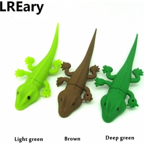 Cartoon green/brown Lizard usb flash drive memory stick storage device Pen drive 4g 8g 16g 32g metal chain real capacity