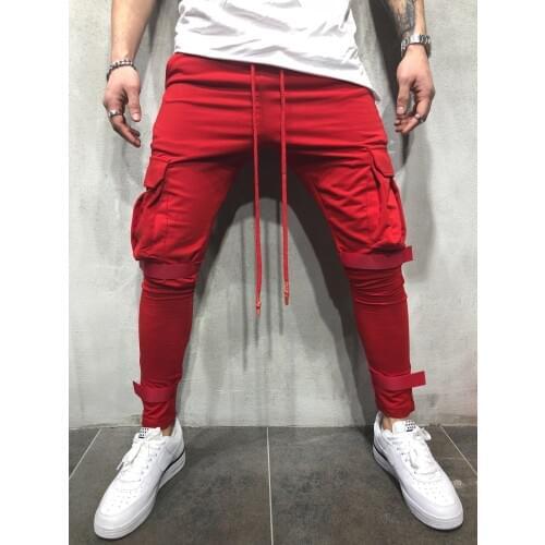 Men running jogging pants spring autumn new drawstring stretch slim fitness training sports casual trousers male pencil pants