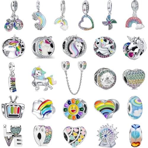 New Fashion Charm Original Rainbow Series Little Ma Yunduo Windmill Beads Suitable for Original Pandora Ladies Bracelet Jewelry