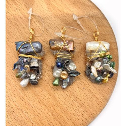 1pc Natural Freshwater Pearl Pendants Irregular Shape Manual Winding DIY for Making Necklace 20x40-25x50mm Size Bulk Jewelry