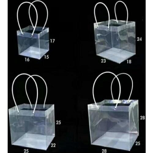 2021 New Arrival Pvc Gift Bags With Handles Multi Sizes PP Bags Plastic Gift Boxes Translucent Tote Gift Wrapping Flower Packs