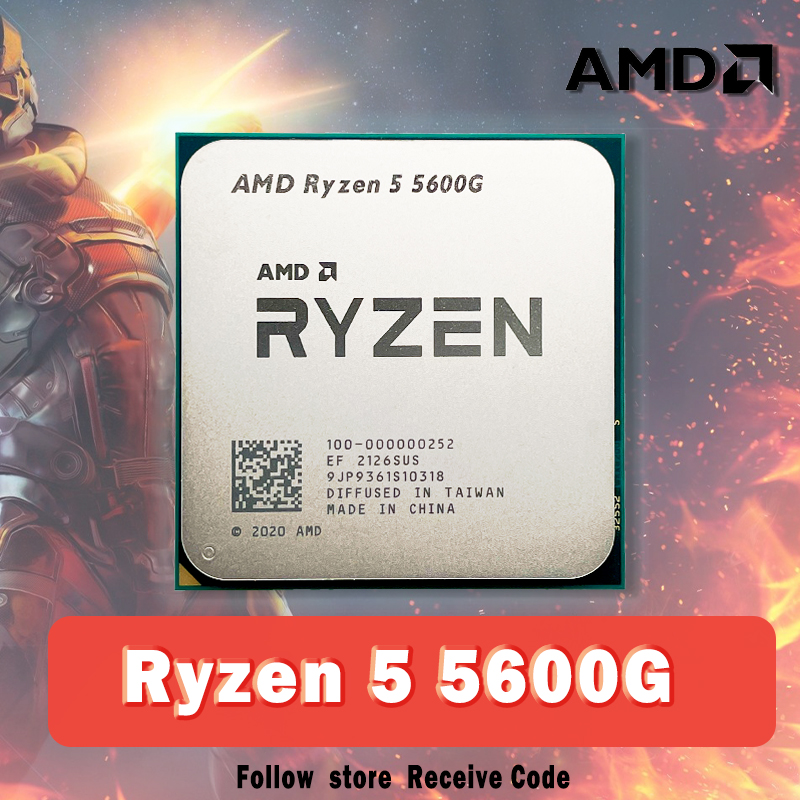 AMD Ryzen 5 5600G R5 5600G 3.9GHz Six-Core Twelve-Thread 65W CPU Processor L3=16M 100-000000252 Socket AM4