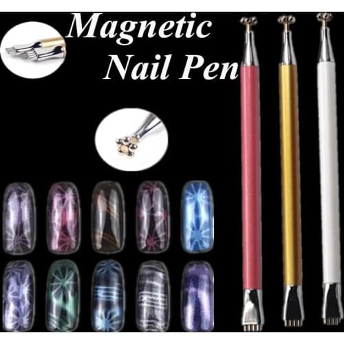 3D Professional DIY Salon Metal Cat Eye Double Head Nail Art Decro Magnet Pen