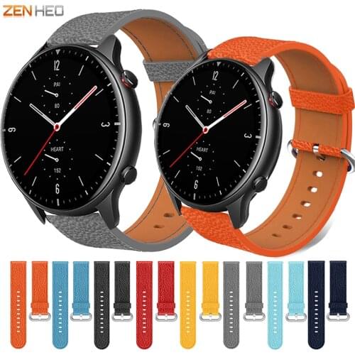 22mm Leather Watchband Strap for Xiaomi Huami Amazfit GTR 2 GTR2 Replacement Watch Band for Huami Amazfit Stratos Pace 2 2S