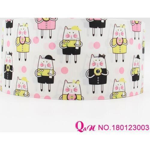 Q&N ribbon 16mm 22mm 25mm 38mm 50mm 75mm cartoon printed grosgrain ribbon webbing 50yards/roll for hair tie free shipping