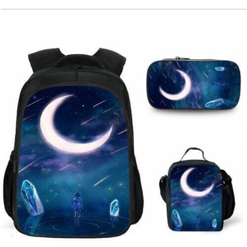 2020 Galaxy 3D Print School Bag Set 3pcs/set for Teen Boys Girls Kids School Backpack Starry Sky Schoolbag Book Bags Satchel