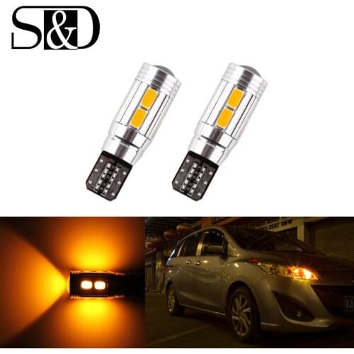 2PCS T10 W5W LED Bulbs 10SMD CANBUS OBC Error Free LED Lamp 501 dash Car LED bulbs interior Auto Lights Source parking 12V Amber