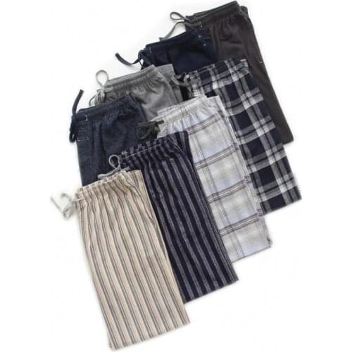 2021 Autumn Men 100% cotton Comfort sleep bottoms Male plus size nighty trousers Men Casual loosen Plaid pajama pants XXL 100KGS