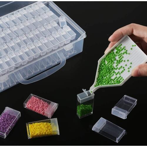 WKDP 64/28 Grid Dismountable Diamond Painting Accessories Diamond Embroidery Cases PP Plastics Box Organizer Home Storage Boxes