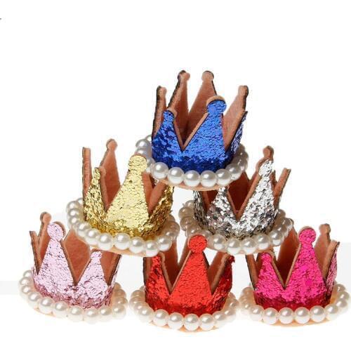 Yundfly 10pcs Glitter Felt Crown For Baby Hat Newborn 3D Felt Crown Flower For Girls DIY Headband Hair Accessories