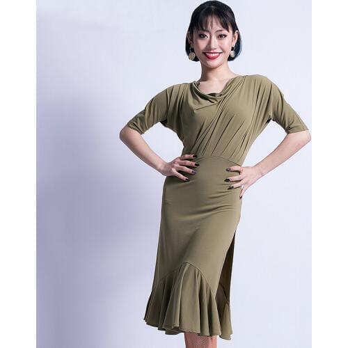 Fashion Batwing Short sleeve Placketing Latin Dance One-piece Dress for female/women,Ballroom Costumes performance wear M3230