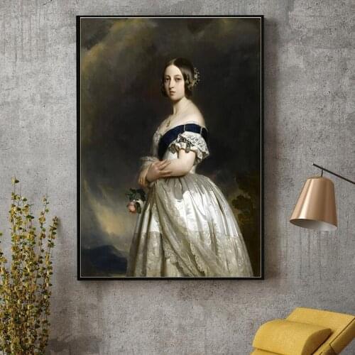 Famous Oil Paintings Portrait of Queen Victoria Print On Canvas Posters Prints Classic Wall Art Pictures for Living Room Decor