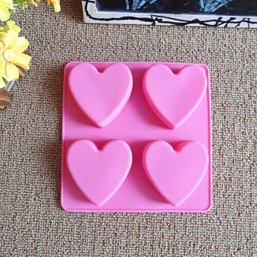 1PC 4 Hole DIY Silicone Mold For Handmade Soap Heart Shape Topic Cake Mold Decorations Baking Tools OK 0976