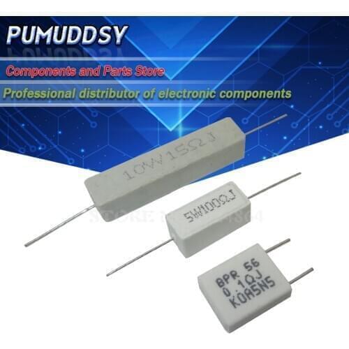 10PCS 5W 10W BPR56 Cement resistance 0.1 ~ 10k ohm 0.33R 1R 10R 100R 0.22 0.33 1 10 100 1K 10K ohm Cement resistor igmopnrq