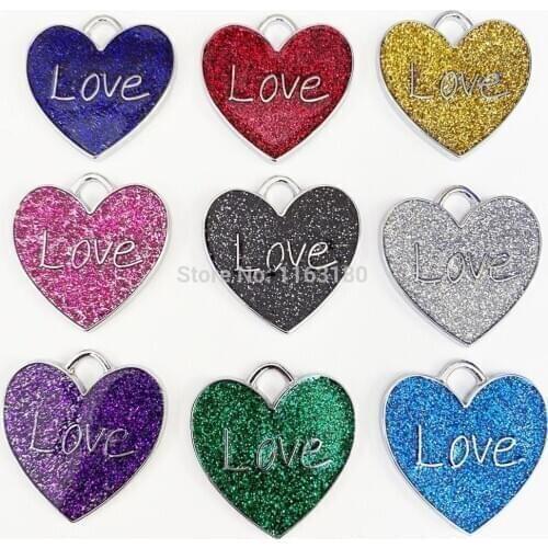 100pcs/Lot Glitter Pet Dog Cat Collar Accessories Decoration Pet ID Dog Tags Collars Alloy Cat Tag