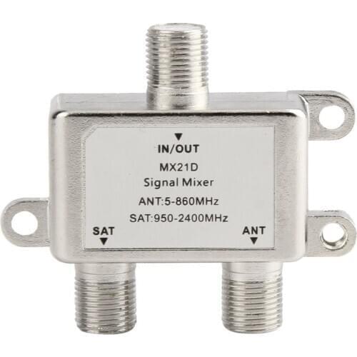 Waterproof 2 in 1 2 Ways Satellite Splitter TV Signal Cable TV Signal Mixer SAT/ANT Diplexer Light-weight & Compact