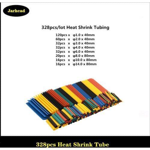 328pcs Set Polyolefin Shrinking Assorted Heat Shrink Tube Wire Cable Insulated Sleeving Tubing Set 2:1 Heatshrink