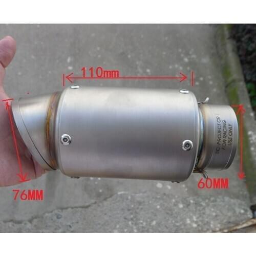 60mm Shorty Motorcycle Modified Exhaust Muffler Pipe for 2015 Kawasaki Z250SL