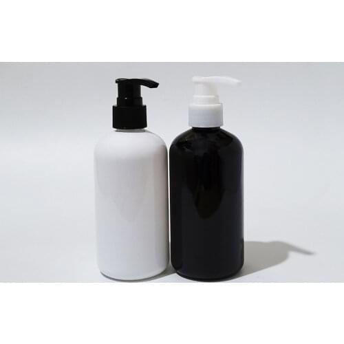 20pcs 250ml white round lotion pump bottle,white shampoo containers for cosmetic packaging with liquid soap dispenser