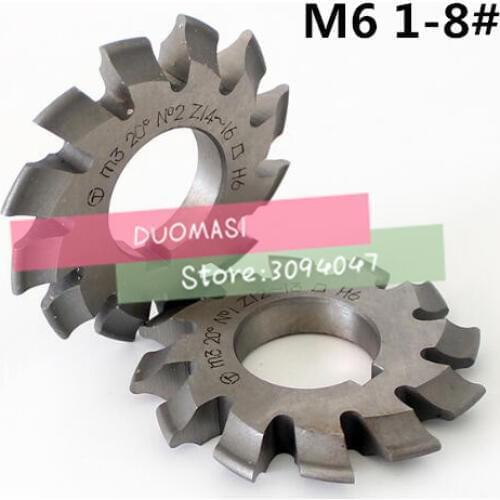 Free shipping 1PCS M6 Modulus PA20 degrees NO.1-NO.8 HSS Gear Milling cutter Gear cutting tools