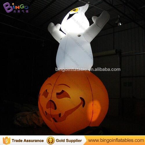 Free Shipping Halloween decoration inflatable ghost and pumpkin replicas 5 Meters high air blown Led lighting inflatables toy
