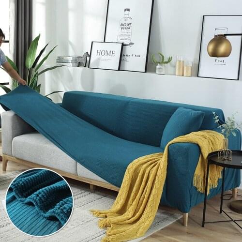 Solid Color L-Shaped Sofa Covers for Living Room Polyester Modern Elastic Corner Couch Cover Slipcovers Protector 1/2/3/4 Seater