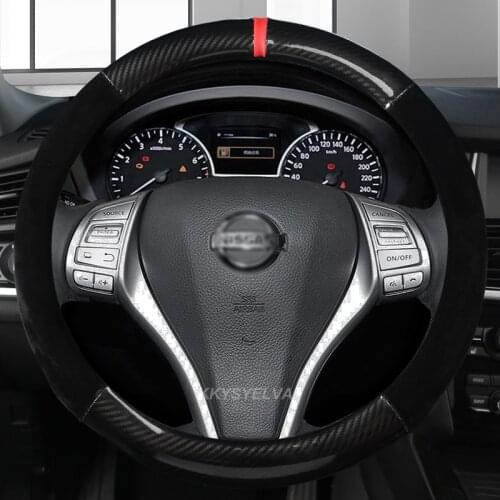 Carbon Fiber Steering Wheel Cover for Nissan Qashqai Juke Primera Versa Almera Terrano Kicks March Murano 350z Terrano NV200