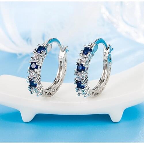 DIWENFU Mini Sapphire Jewelry S925 Silver Stud Earring for Girls Women Bohemia Silver 925 Jewelry Aros Mujer Oreja Orecchini