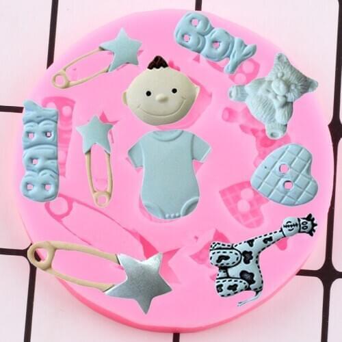 Baby Boy Girl Silicone Mold DIY Baby Birthday Cake Decorating Tools Bottle Toy Fondant Mold Candy Chocolate Gumpaste Moulds