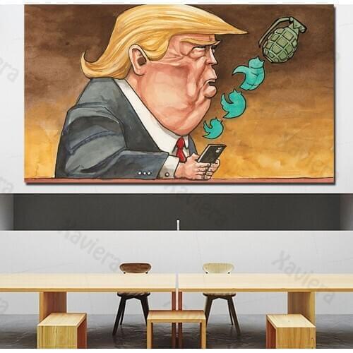 Donald Trump Cartoon Portrait Canvas Painting American President Voting Art Poster Creative Pictures Nordic Modern Home Decor