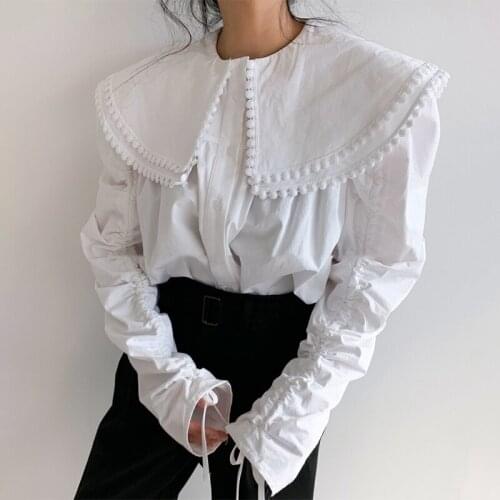 Palace Style 2020 Office Lady Ruffles Thicken Drawstring High Quality Hot All-Match Loose Stylish Women Shirts