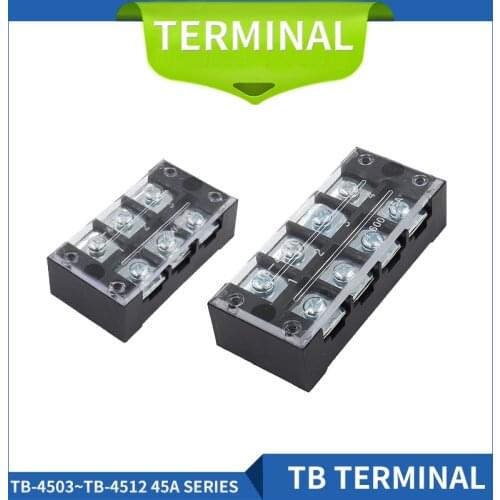 1Pcs 45A 600V TB-4503 TB-4504 TB-4505 TB-4506 TB-4510 Dual Row Barrier Screw Terminal Block Strip Wire Connector Wiring Tool
