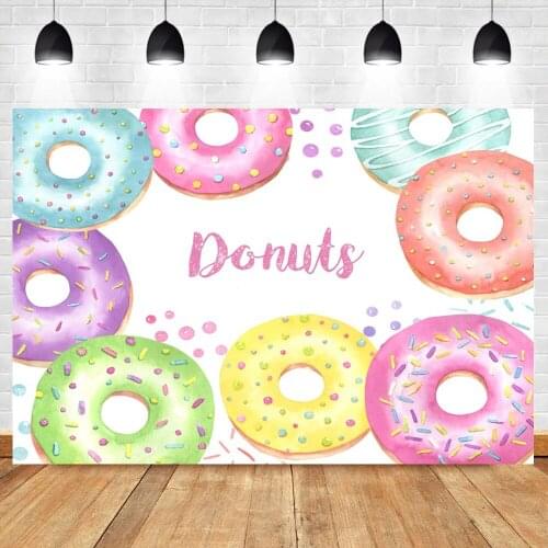 Laeacco Baby Birthday Photography Backdrop Sweet Donuts Newborn Child Portrait Custom Poster Photocall Background Photo Studio