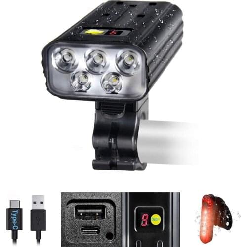 5T6 Flashlight for Light Bicycle lantern USB Rechargeable 5200mAh front bike light Led Cycling MTB Road Headlight Waterproof