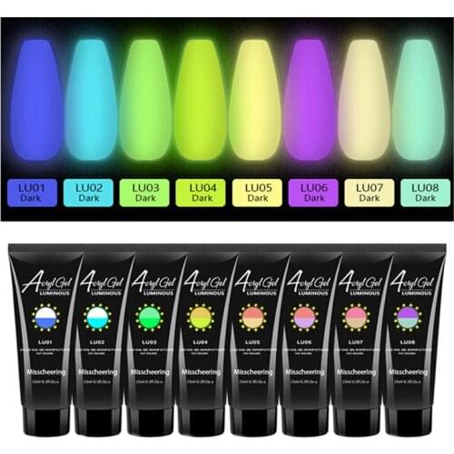 4Colors/Set Nail Luminous Extension Gel Crystal Shiny Paper Holder Painless Durable Phototherapy 15 ML Nail Art Glue Manicure