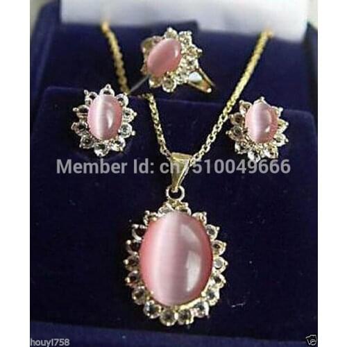 Hot sale beautiful women 's STONE finger ring necklace suit set