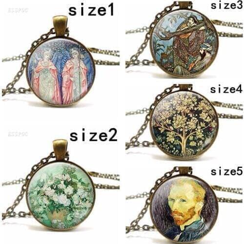 Van Gogh Art Necklace Retro Style Literary Glass Jewelry Pendant Romantic Gift for Man or Women