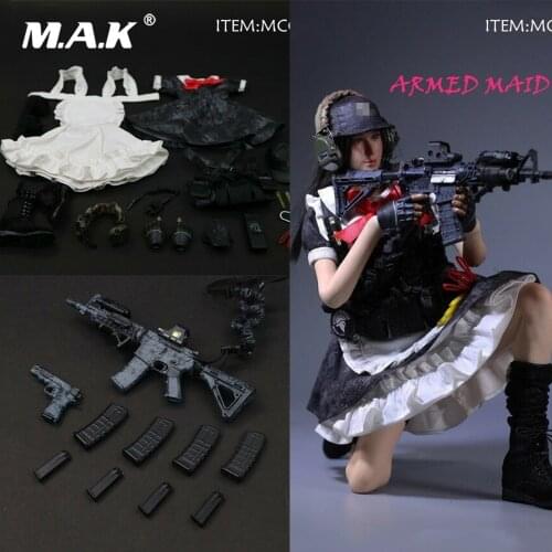 MCC-003 1/6 Scale Female Armed Maid Clothes Set Assault Rifle Accessories Model for 12'' Action Figure Toys